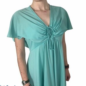 Vintage 70s Sea Foam Green Maxi Goddess Dress S M